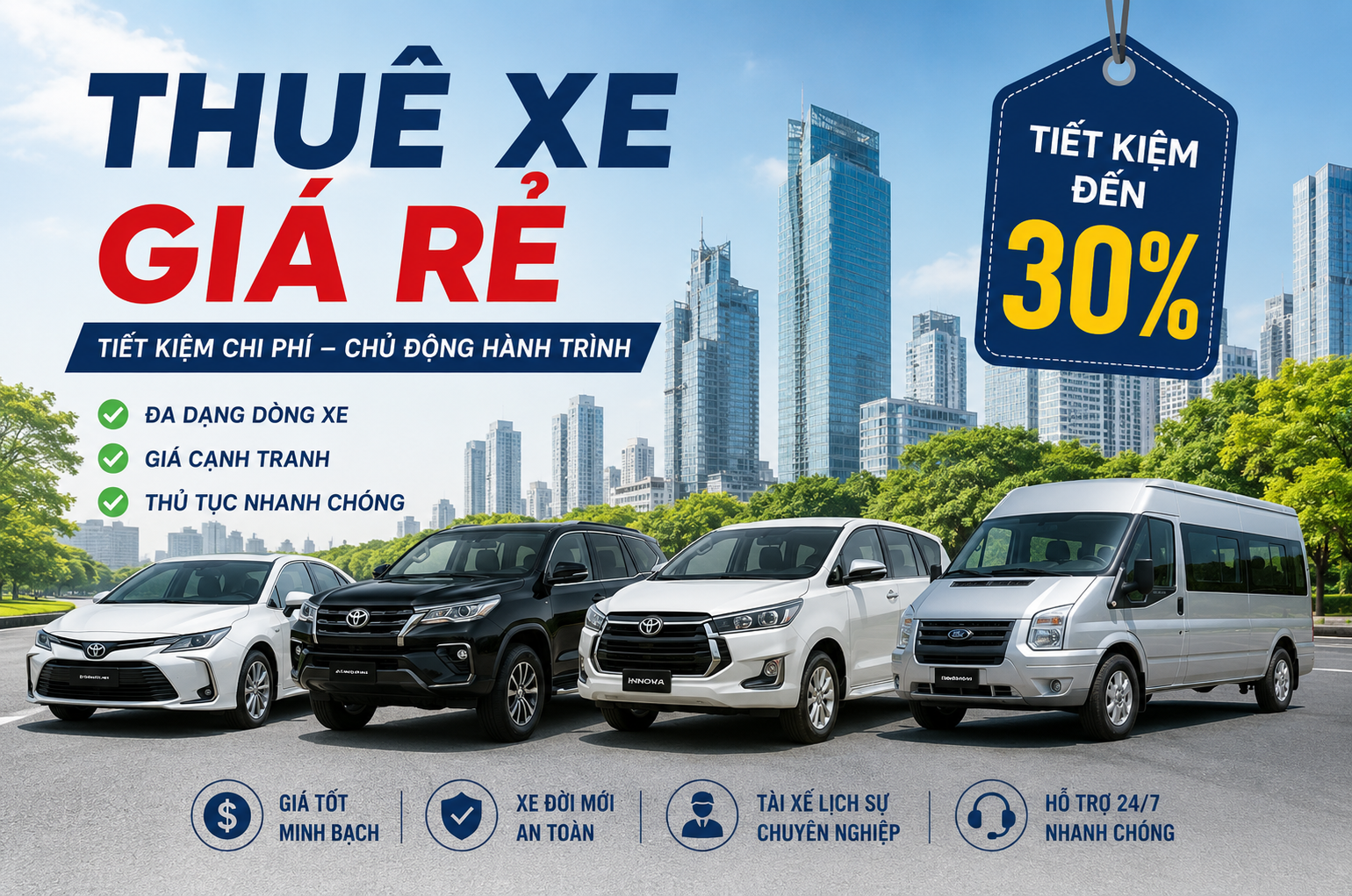 Thuê xe giá rẻ: Bí quyết chọn xe phù hợp, tiết kiệm chi phí và an tâm trên mọi hành trình